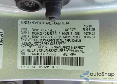 2016 Honda Cr-V Lx из США, поврежденный, VIN 5J6RM4H30GL128078